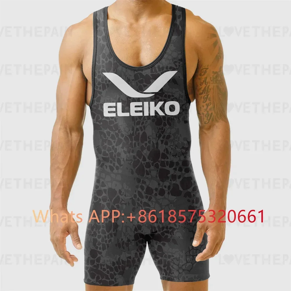 Running Gear Train - ชุดนักมวยปล้ำชาย ELEIKO ชุดซิงเกิลเล็ตขั้นสูง เสื้อผ้าสำหรับฝึกซ้อมมวยปล้ำ ชุดวิ่ง ชุดกีฬา