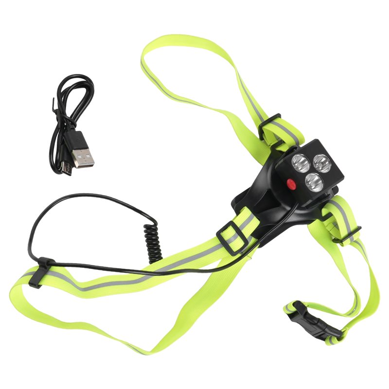 Runners Gear - ไฟวิ่งกลางคืนคุณภาพสูงสำหรับนักวิ่ง, ไฟ LED ติดหน้าอกพร้อมเสื้อกั๊กสะท้อนแสงและแบตเตอรี่แบบชาร์จได้